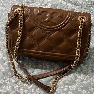 Fleming Tory Burch bag in quilted leather brown